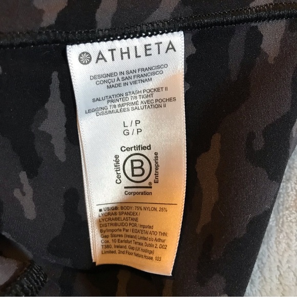 Athleta Salutation Stash 7/8 leggings PL large petiteTight Camo Lux Walnut Brown - Picture 8 of 11